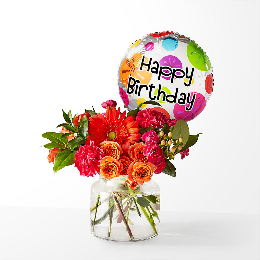 Fiesta Bouquet with Birthday Balloon – CANDY'S CREATIONS, Hermitage MO