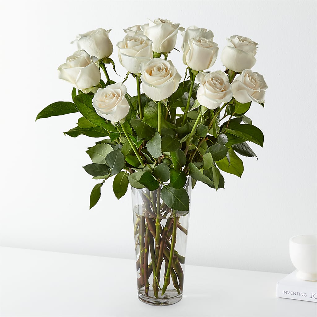 Long Stem White Rose Bouquet – CANDY'S CREATIONS, Hermitage MO