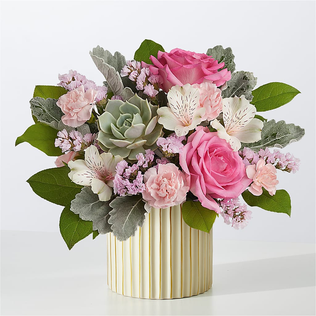Dusty Rose Bouquet with Ivory Vase – CANDY'S CREATIONS, Hermitage MO