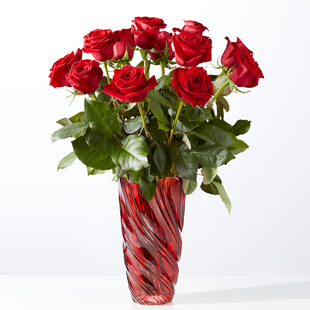 Classic Love Red Rose Bouquet with Luxe Swirl Vase – CANDY'S CREATIONS, Hermitage MO