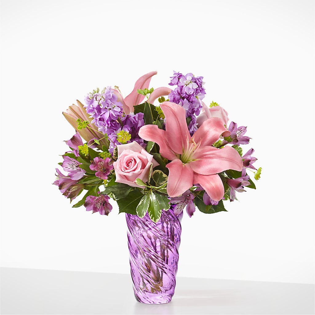 Precious Petals Bouquet with Luxe Swirl Vase – CANDY'S CREATIONS, Hermitage MO