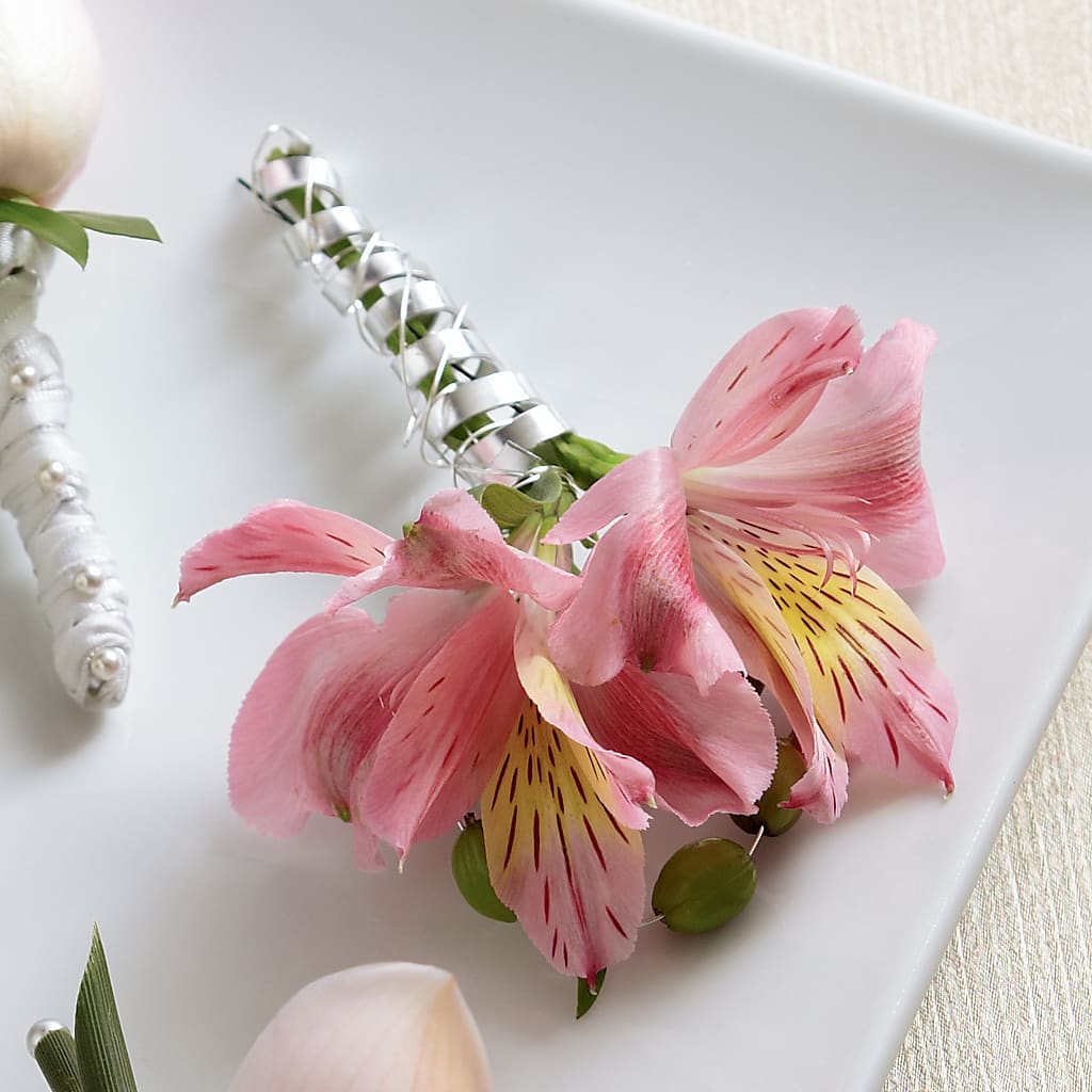 Pink Peruvian Lily Boutonniere – CANDY'S CREATIONS, Hermitage MO