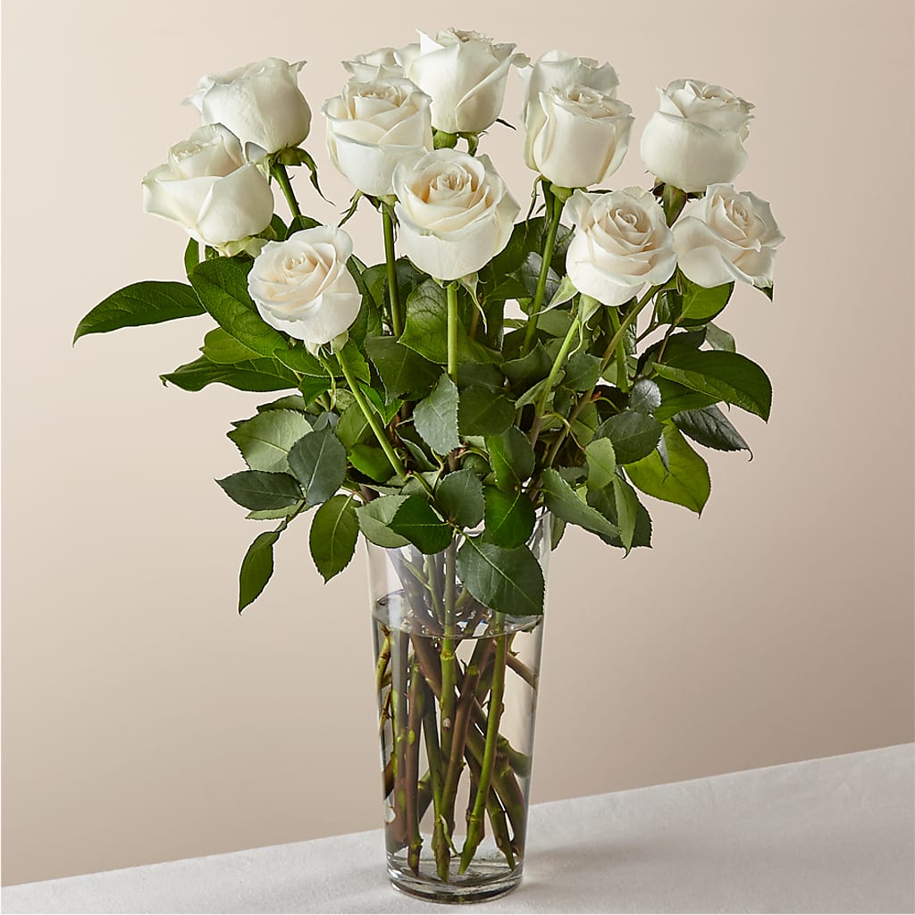 Long Stem White Rose Bouquet – CANDY'S CREATIONS, Hermitage MO